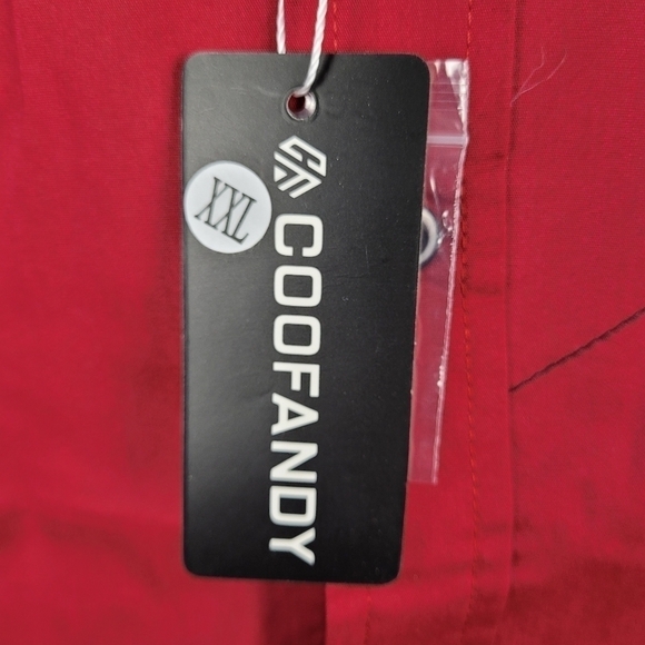 NWT Coofandy Mens Plaid Collar Button Down Long Sleeve Dress Shirt Wine Red XXL. - Picture 10 of 10